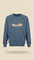 Lakehouse blue sweatshirt with canoe motif