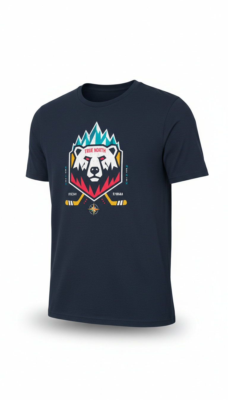 True north navy hockey graphic tee